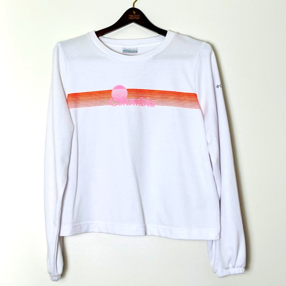Columbia Sweatshirt Women’s‎ Medium White Sunset Girly Fairy Outdoor Barbie